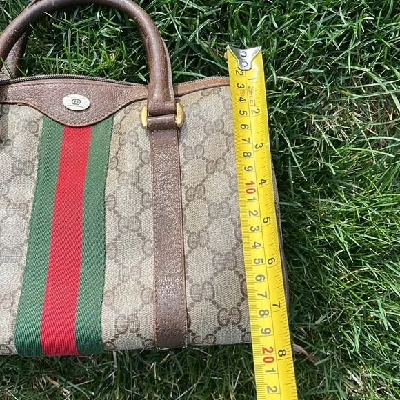 Gucci Beige and Brown Handbag with Red and Green Stripe - Picture 3 of 10